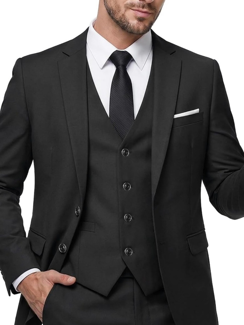 Men's Black Blazer and vest- Tailored Formal Wear